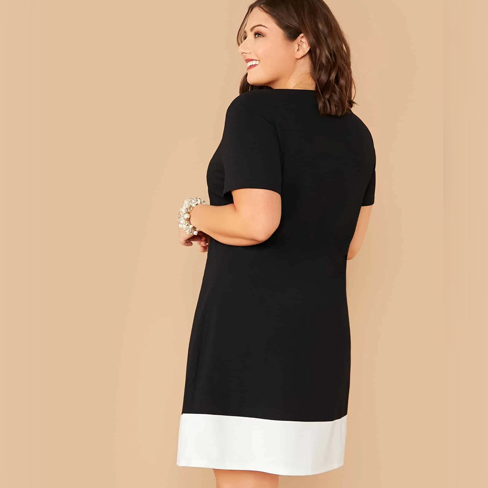 Plus Contrast Hem Flowy Dress bcjk